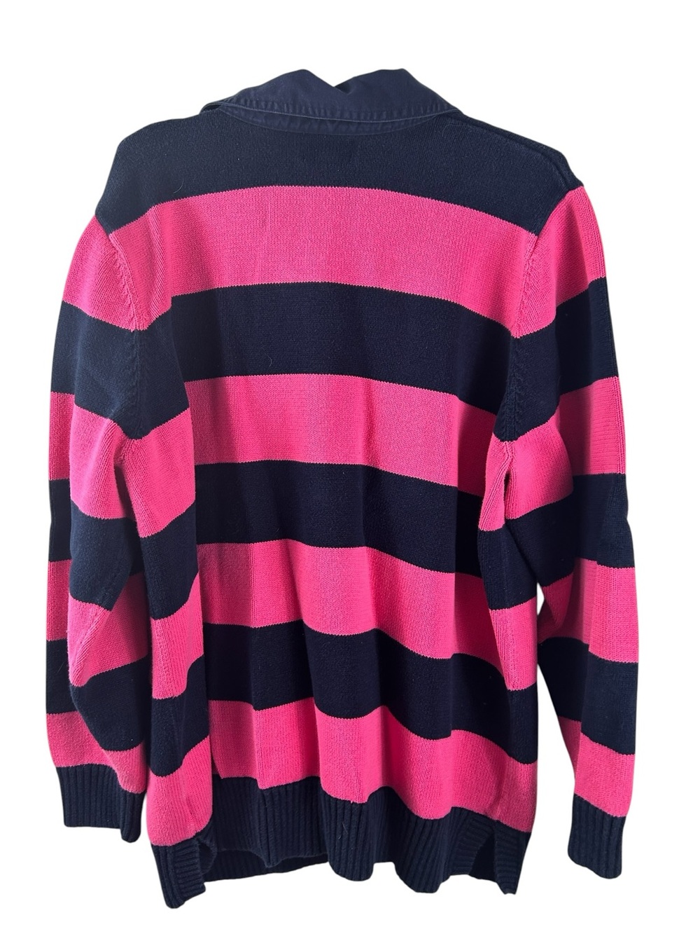 Lauren Ralph Lauren Hot Pink and Navy Striped Rugby Polo - Picture 2 of 6